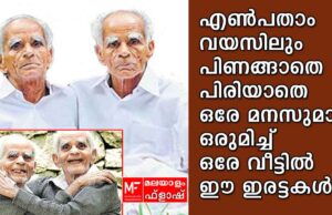 എൺപതാം വയസിലും പിണങ്ങാതെ പിരിയാതെ ഒരേമനസുമായി ഒരേ വീട്ടിൽ ഈ ഇരട്ടസഹോദരങ്ങൾ